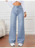 Stretch Loose Straight-Leg Jeans