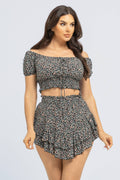 Midnight Meadow Floral Top & Skirt Set