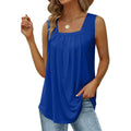 Pleated Square Neck Sleeveless Blouse