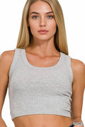 Zenana Ribbed Scoop Neck Crop Tank