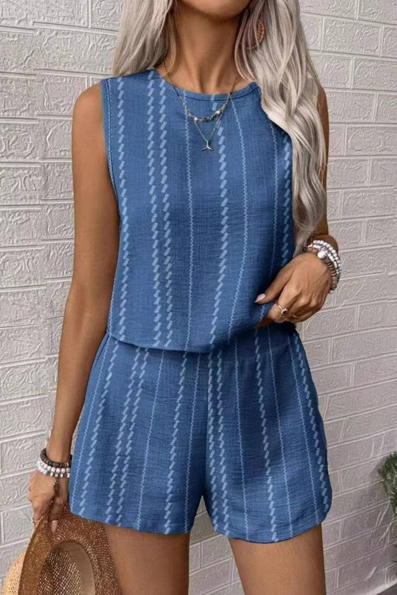 Sleeveless Striped Lounge & Shorts Set