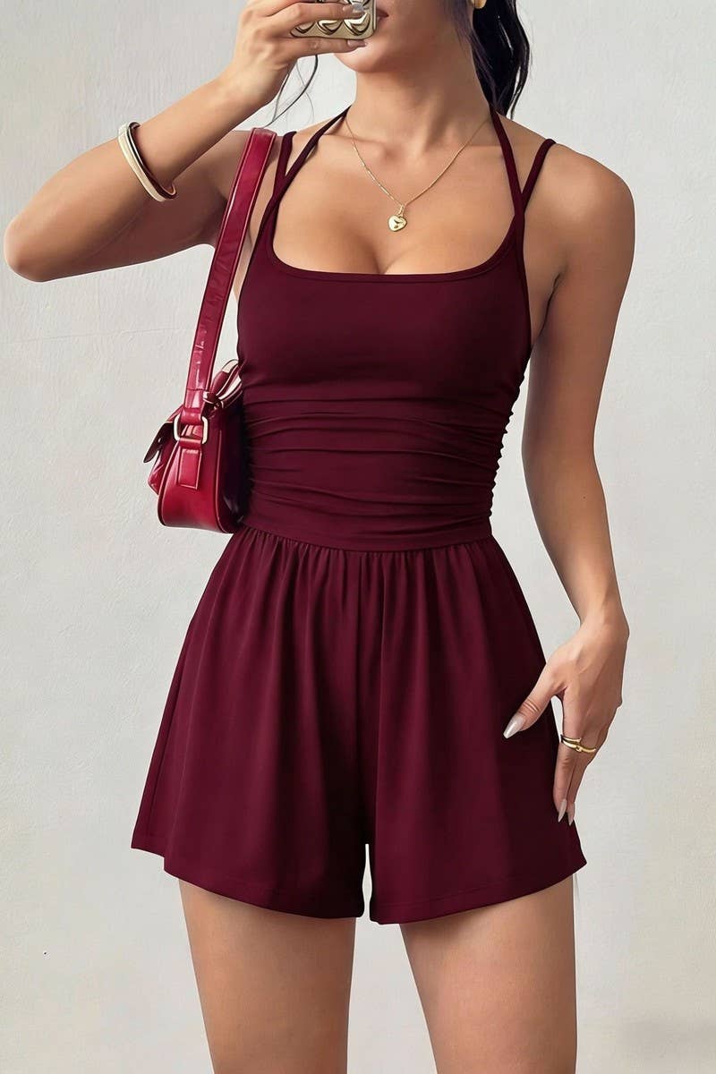 Seamless Cross Back Short Romper