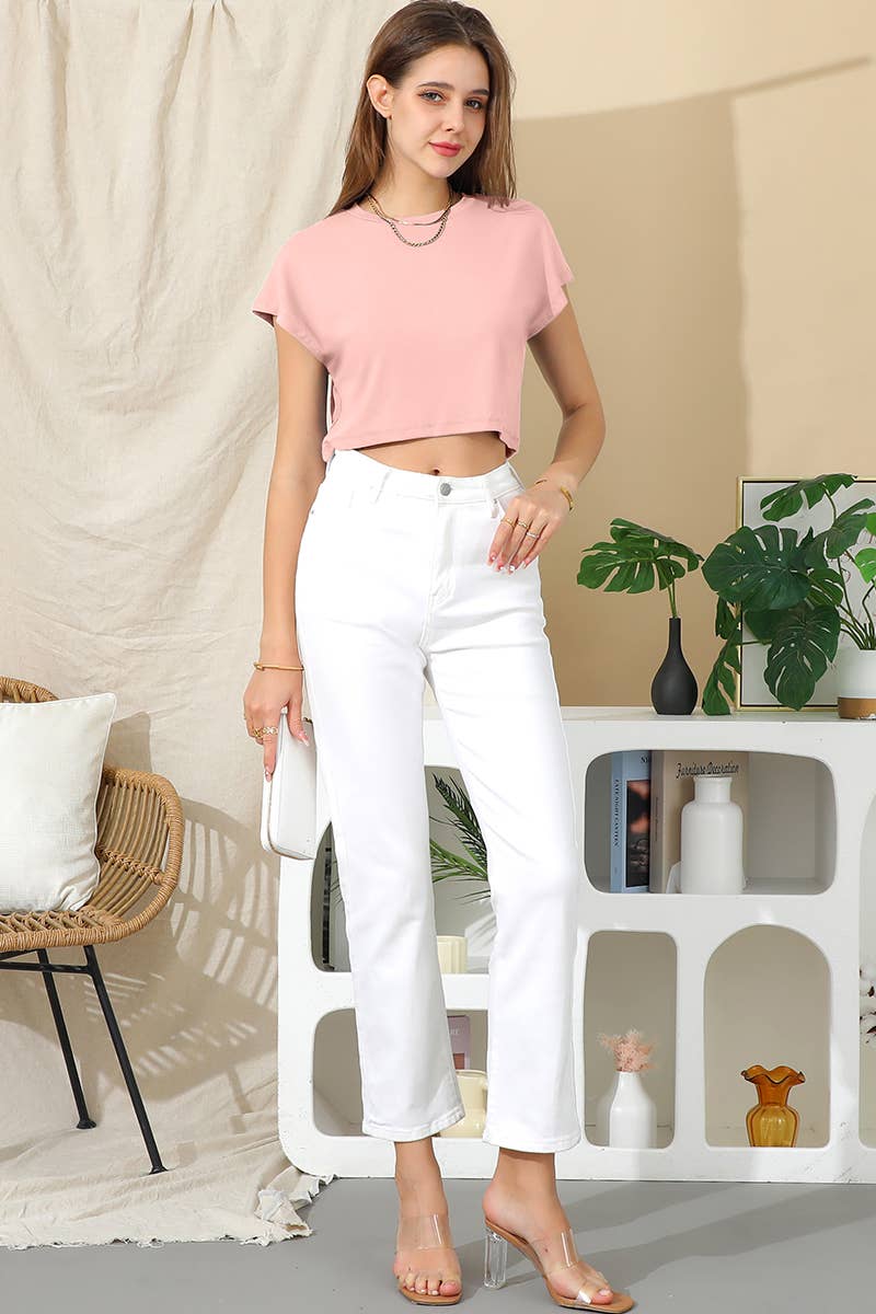 Casual Short Sleeve Crop Top