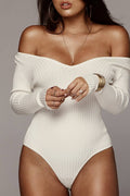 Slim Fit V-Neck Long Sleeve Bodysuit